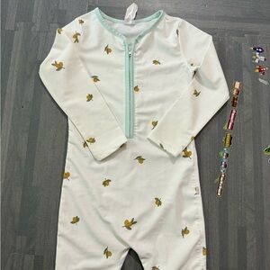 Dot to dot kids long sleeve white swimsuit